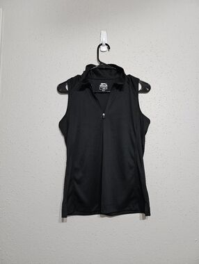 Slazenger Golf Sleeveless Collared Polo Women’s S Black Zip Athletic Top